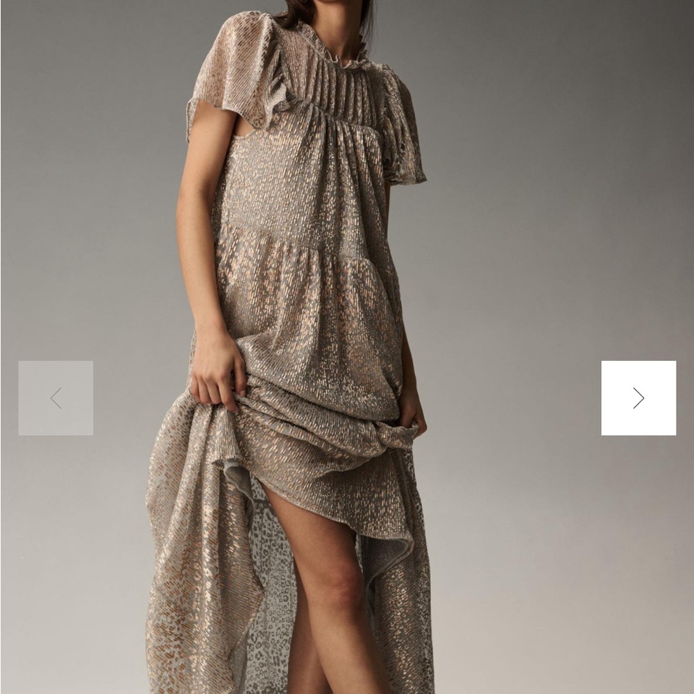 Anthropologie Short-Sleeve Mock-Neck Maxi Dress